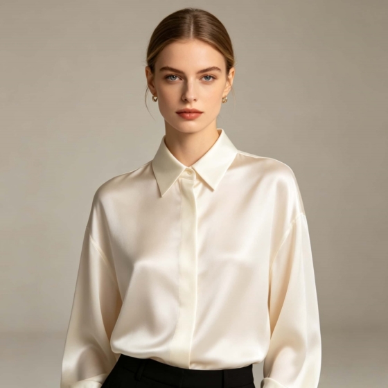 100% Mulberry Silk Blouse | 19 Momme Heavy Weight Commuter Top | Nanchong Wholesale for Small Business
